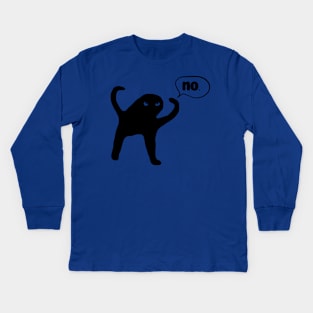 Black-Cat-Says-No Kids Long Sleeve T-Shirt